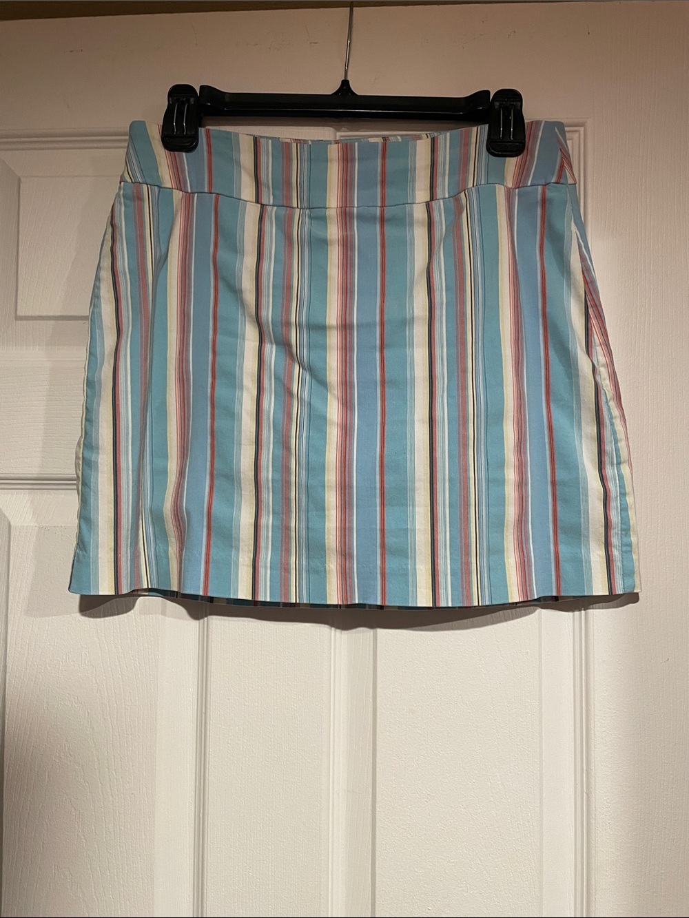 Versona Pastel Vertical Stripe Mini Skirt - Light Blue, Pink, Cream